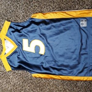 Athletic muscle shirt,  boys medium or large, yellow and gray, number 5 jersey